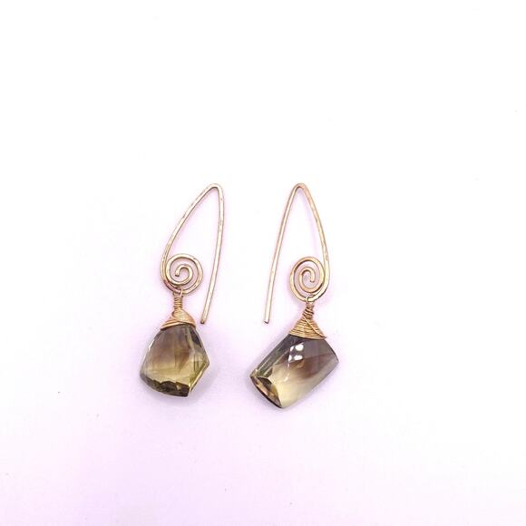 Gold Filled Citrine Earrings Handmade with Faceted Crystal Stones - Picture 3 of 6